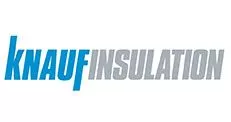 Knauf insulation logo with blue and grey text
