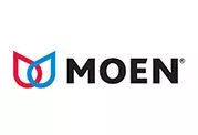 moen logo with red and blue symbol