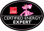 pink panther insulation logo with text reading certified energy expert