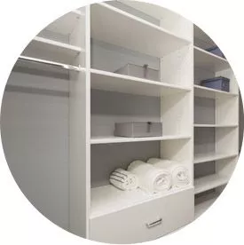 custom closet with white shelves