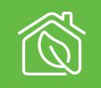 white energy efficient home icon on green background
