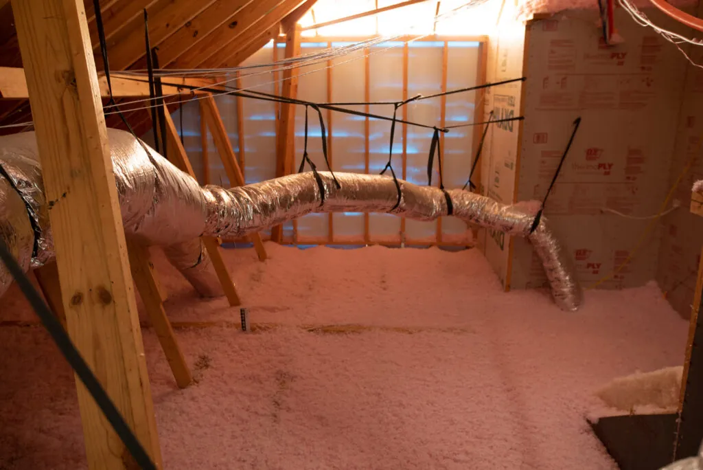 Blown In Insulation in an Attic